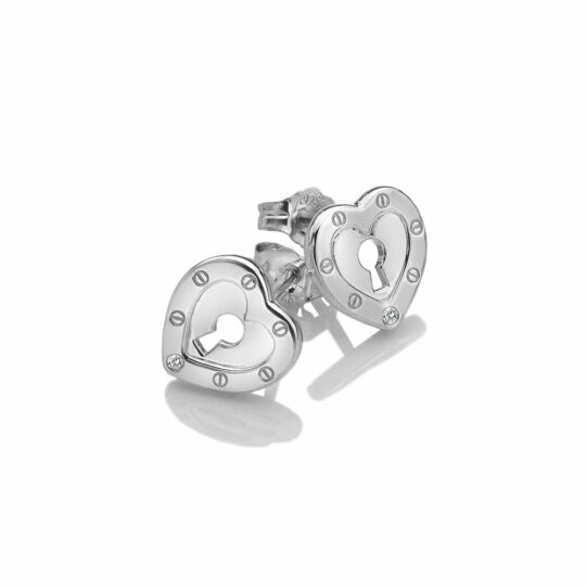 Hot Diamonds Lock in Love Open Silver Stud Earrings
