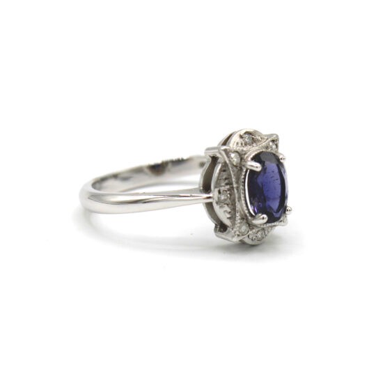 18ct Edwardian Style Iolite & Diamond Ring