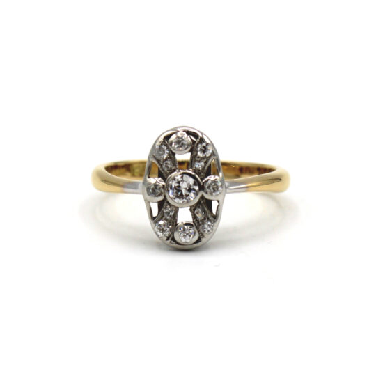 18ct Art Deco Dainty Plaque Ring