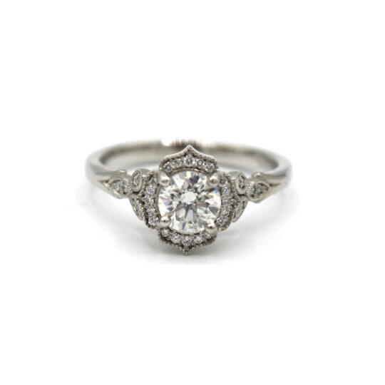 Platinum Edwardian Style Italian Engagement Ring
