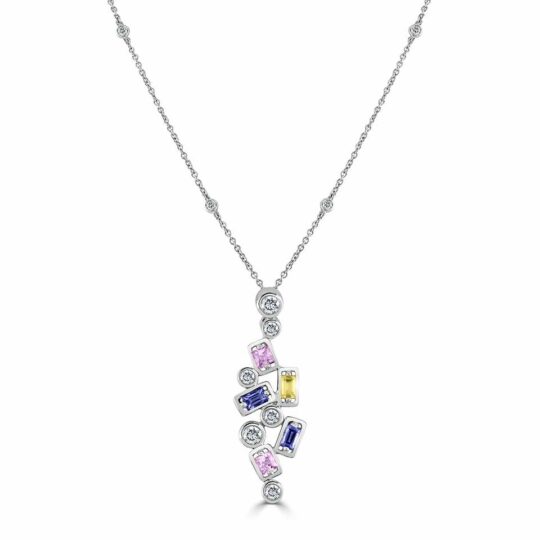 Diamond & Multi Sapphire Confetti Pendant