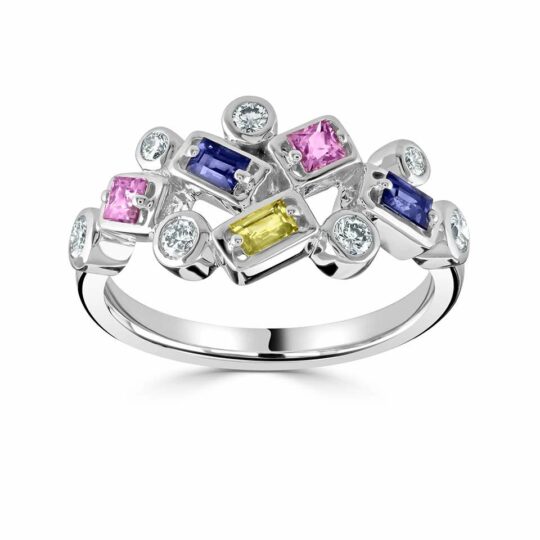 Diamond & Multi Sapphire Confetti Ring