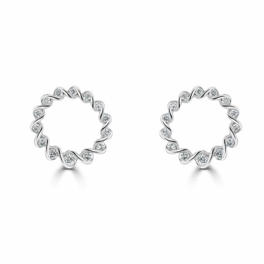 Ribbon Diamond Stud Earrings