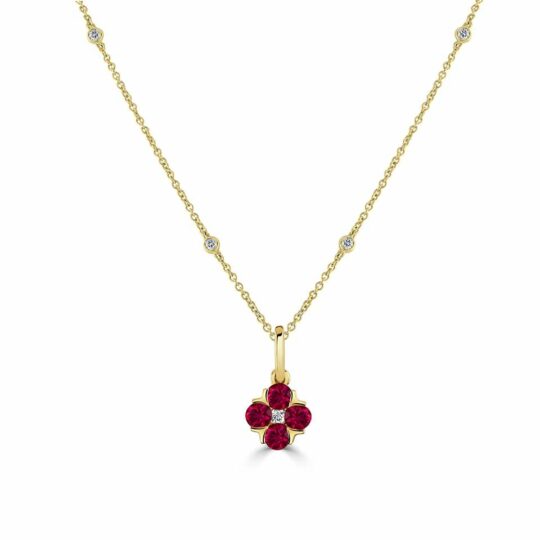 Diamond & Ruby Posy Pendant