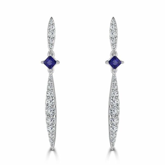 Diamond & Sapphire Flare Earrings