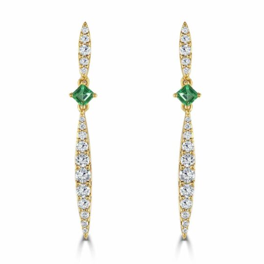 Diamond & Emerald Flare Earrings