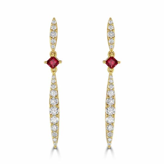 Diamond & Ruby Flare Earrings