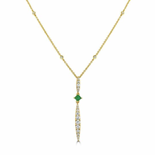 Diamond & Emerald Flare Pendant