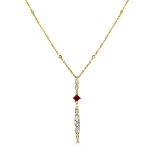 Diamond & Ruby Flare Pendant