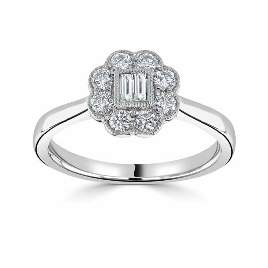Floral Inspired Baguette Engagement Ring