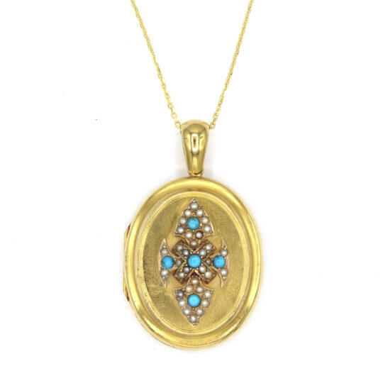 Victorian Turquoise & Seed Pearl Locket