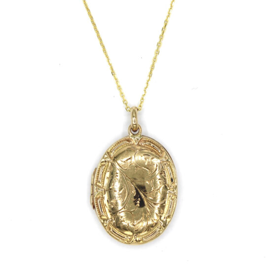 9ct Yellow Gold Engraved Locket 1970s