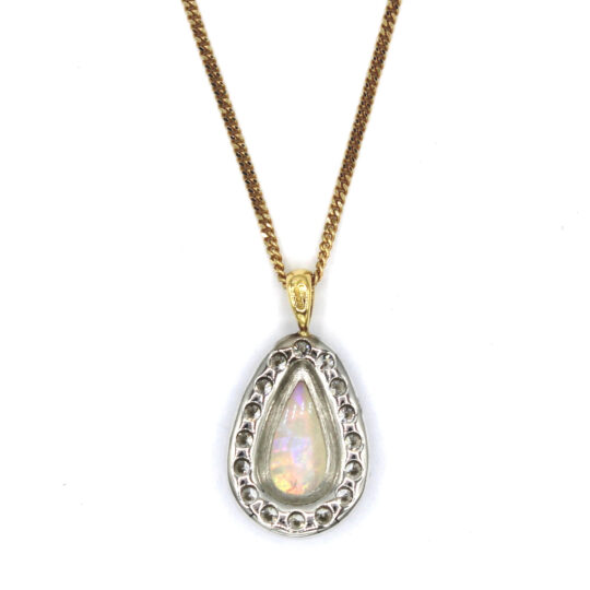 Vintage Opal & Diamond Teardrop Pendant