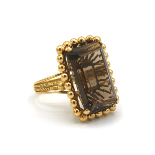 18ct Yellow Gold Smokey Quartz Cocktail Ring