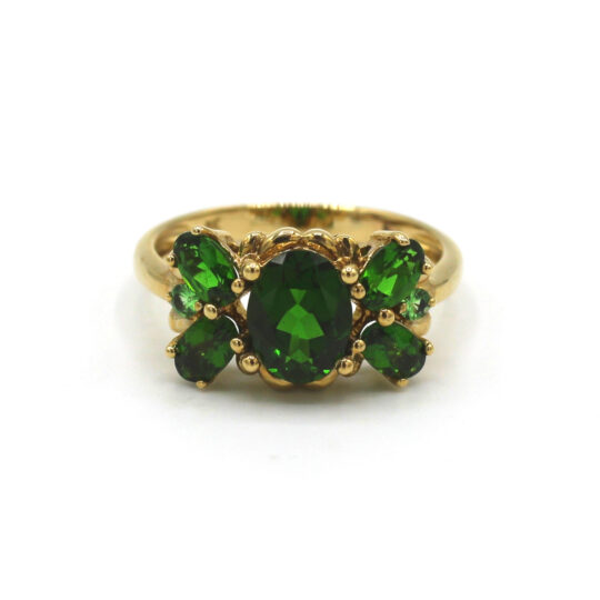 Vintage Tsavorite Garnet & Chrome Diopside Cluster Ring