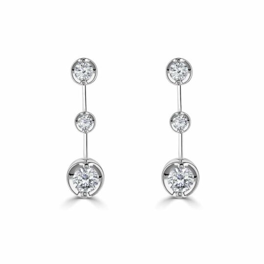 Elegant Three Stone Drop Earrings