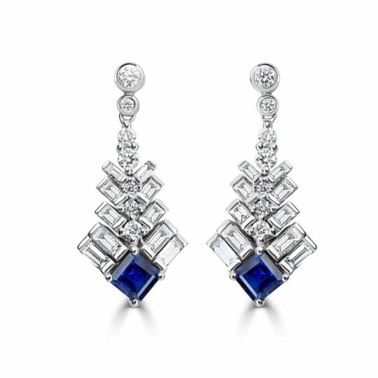 Diamond & Sapphire Jazz Drop Earrings
