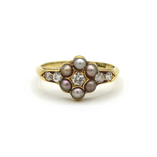 Victorian Pearl & Old Cut Diamond Ring