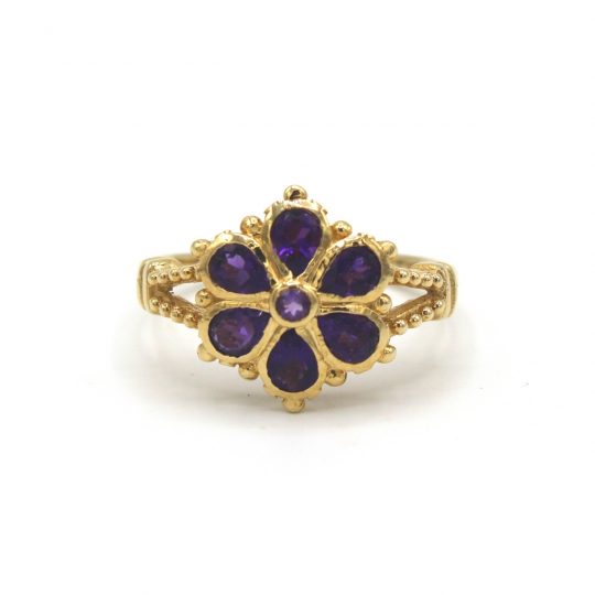 Vintage Inspired Amethyst Daisy Ring