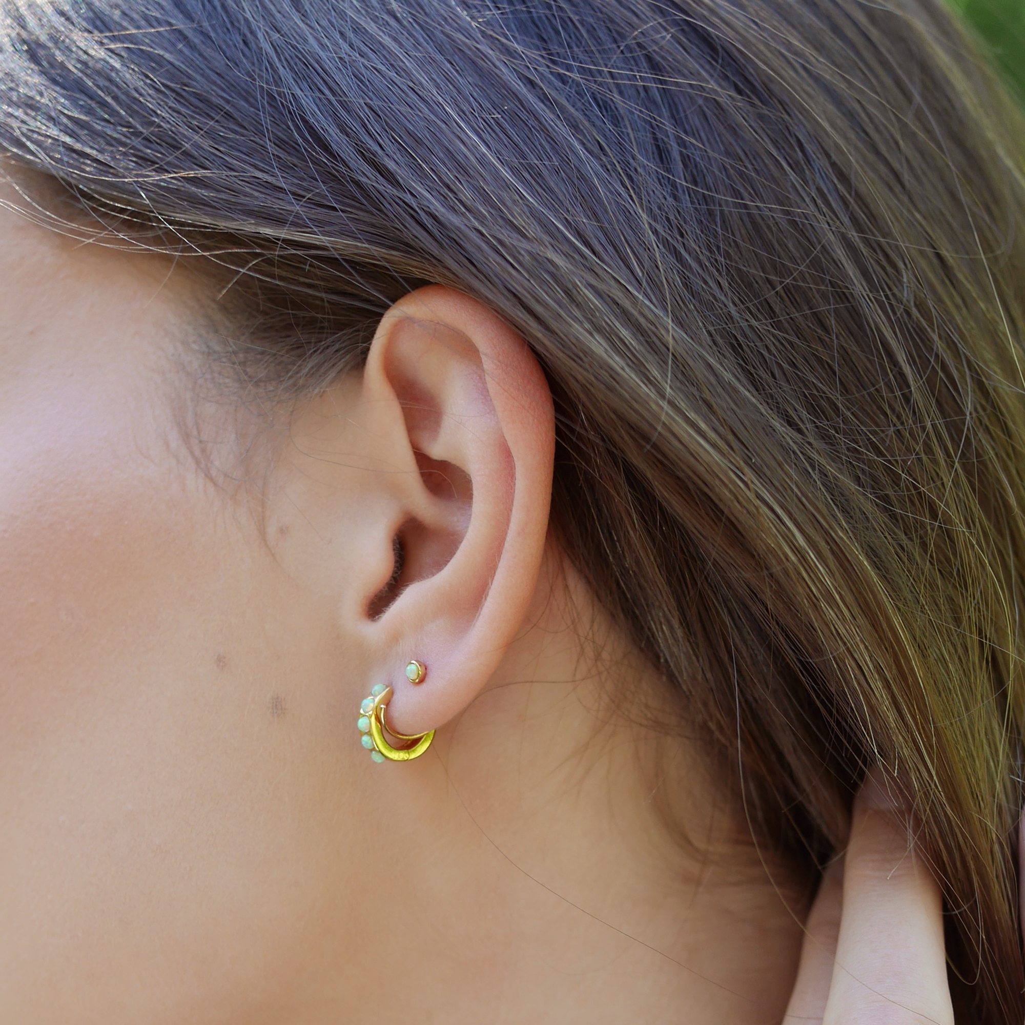 Opal huggie hoops sale