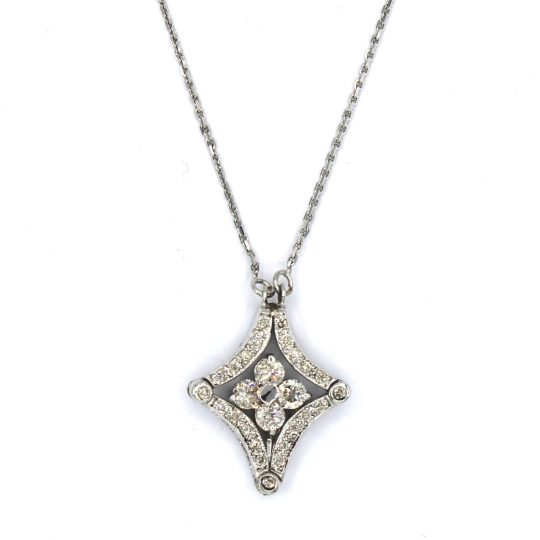 Diamond Necklace With Floral Centre