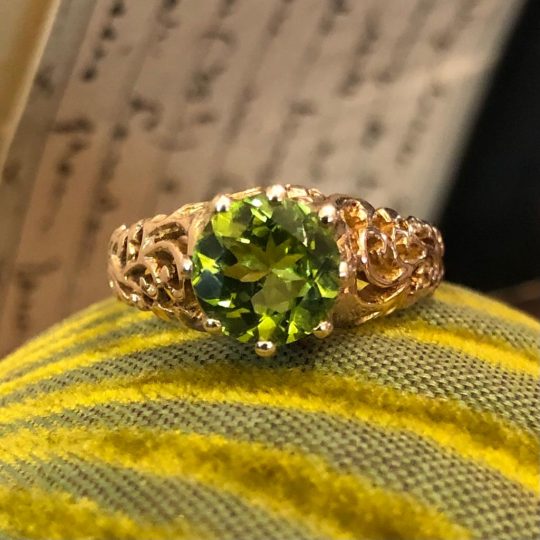 Vintage Carved High-Set Peridot Ring