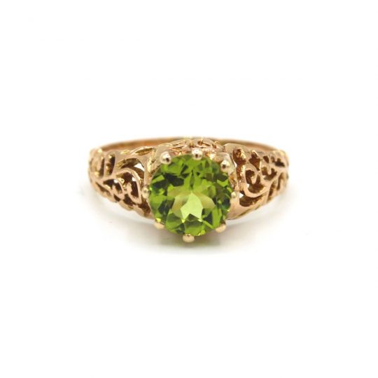 Vintage Carved High-Set Peridot Ring