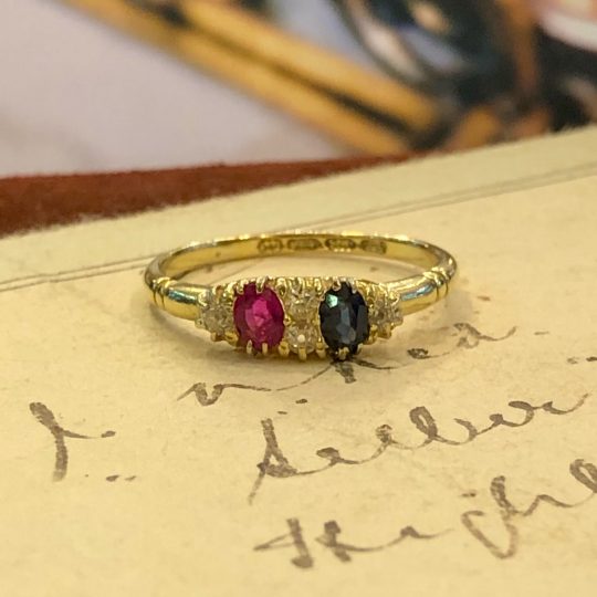 1894 Dated Diamond, Sapphire & Ruby Jubilee Ring