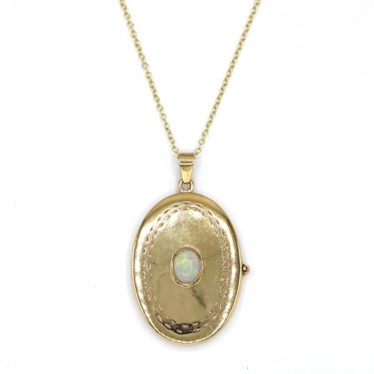 Vintage Engraved Opal Locket