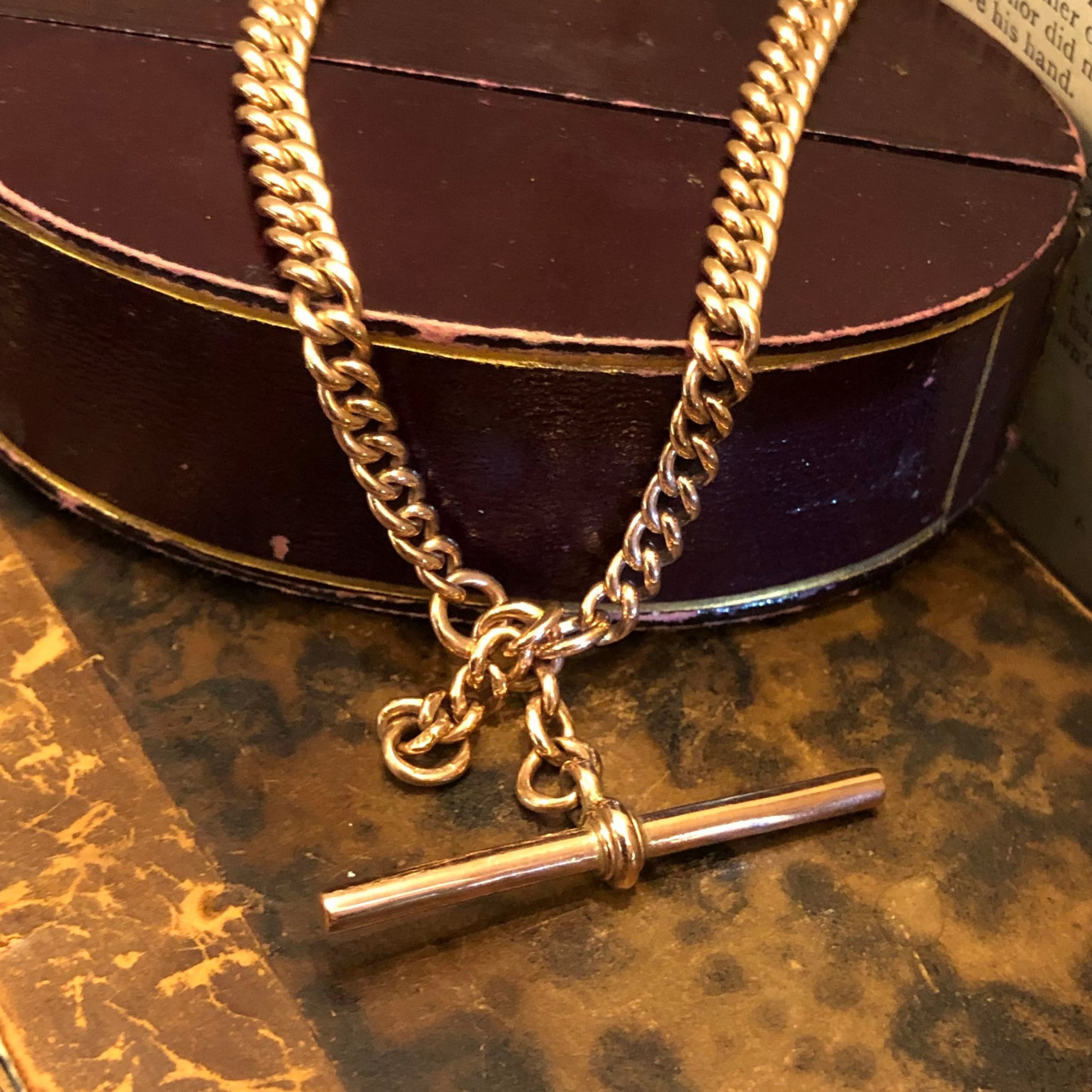Antique 9ct Rose gold Albert chain, watch chain necklace | eBay