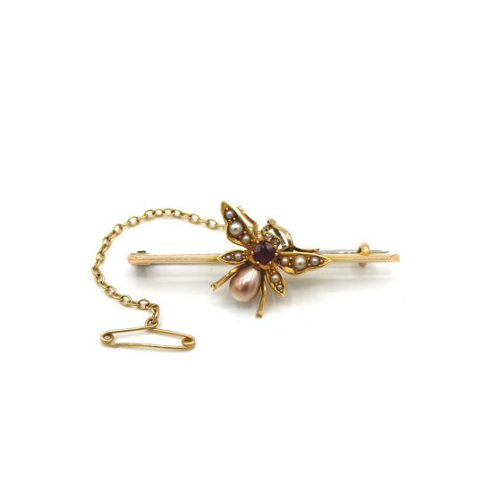 Ruby & Pearl Bee Brooch