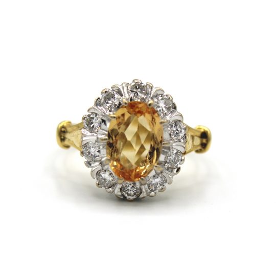 1976 Brazilian Topaz & Diamond Ring