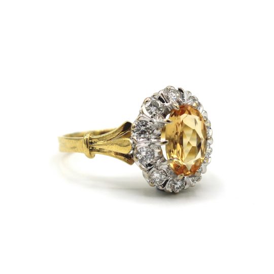 1976 Brazilian Topaz & Diamond Ring