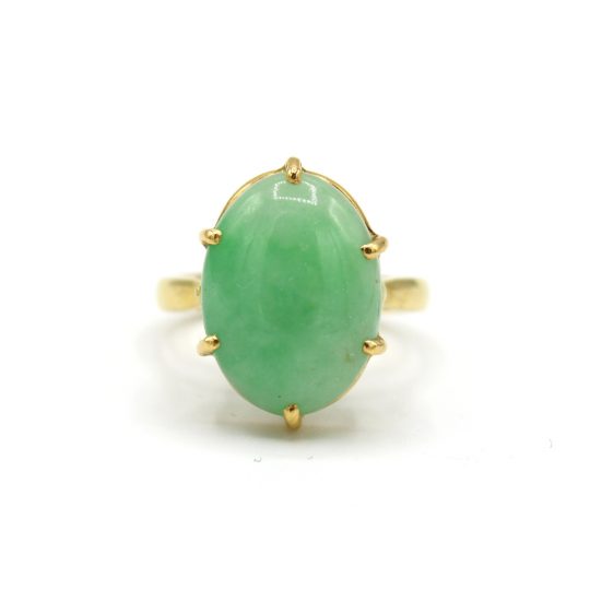 High Set Cabochon Jade Ring