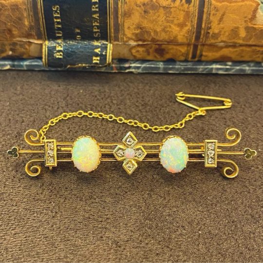 Edwardian Opal & Diamond Brooch