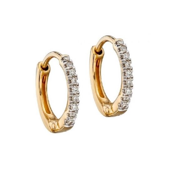 Gecko Elements Gold Diamond Huggie Earrings