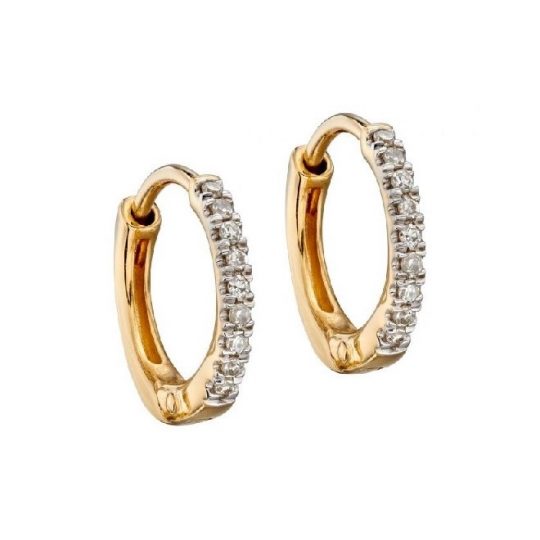 Gecko 9ct Yellow Gold Diamond Huggie Hoop Earrings