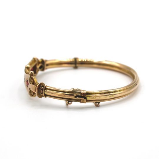 1900's Rose Gold Red Stone Bangle