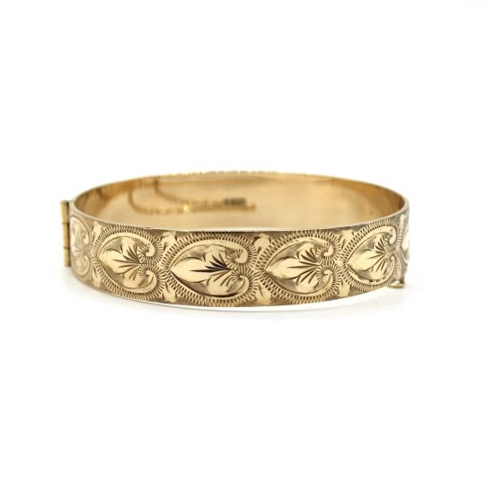 Circa 1970's Solid Engraved Bangle