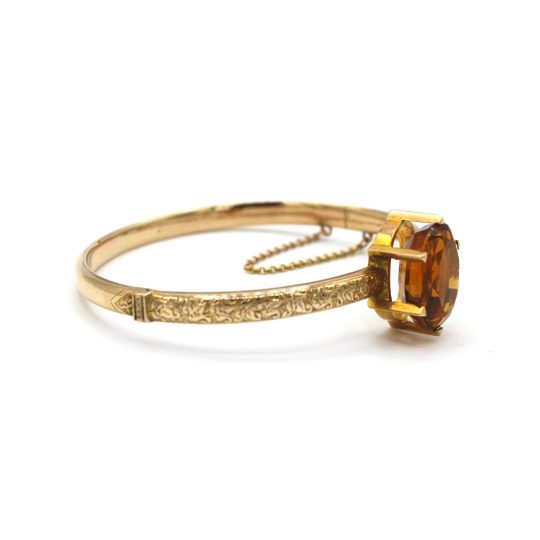 Engraved Citrine Bangle