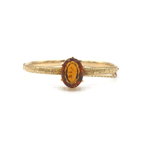 Engraved Citrine Bangle