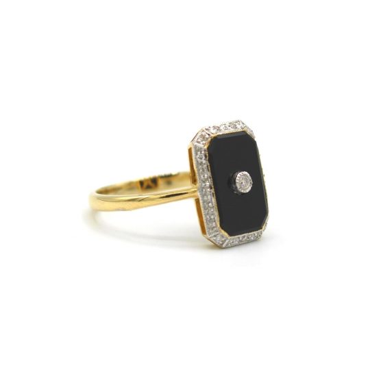 Onyx & Diamond Plaque Ring