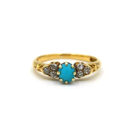 18ct Yellow Gold Turquoise & Diamond Ring