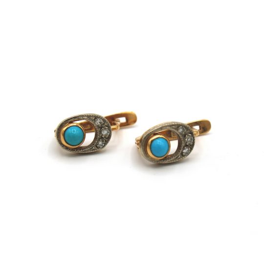 14ct Turquoise & Diamond Earrings