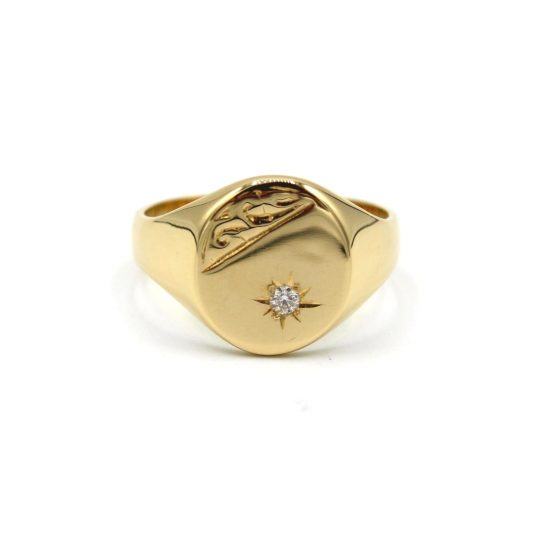 9ct Diamond Starburst Signet Ring