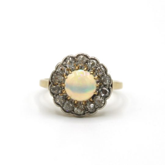 Vintage Opal & Old Cut Diamond Ring