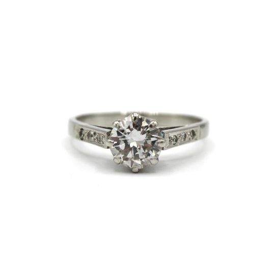 Platinum Round Brilliant Cut Solitaire Engagement Ring