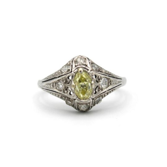 Art Deco Yellow & White Diamond Ring