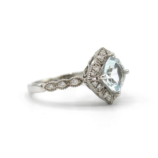 Edwardian Inspired Aquamarine & Diamond Ring