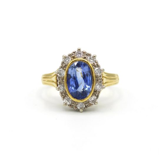 Ceylon Sapphire & Diamond Cluster Ring